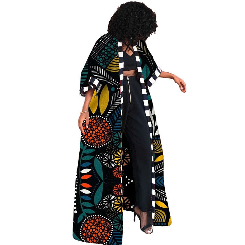 Africa Clothes for Women 2021 Dashiki Autumn Winter African Women Printing Long Shirt Cardigan Coat Dress African Dresses Women