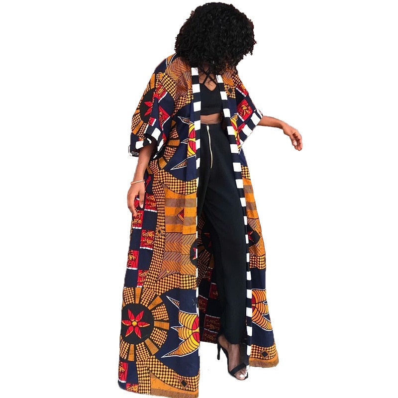 Africa Clothes for Women 2021 Dashiki Autumn Winter African Women Printing Long Shirt Cardigan Coat Dress African Dresses Women
