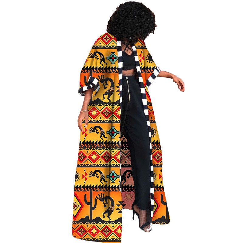 Africa Clothes for Women 2021 Dashiki Autumn Winter African Women Printing Long Shirt Cardigan Coat Dress African Dresses Women