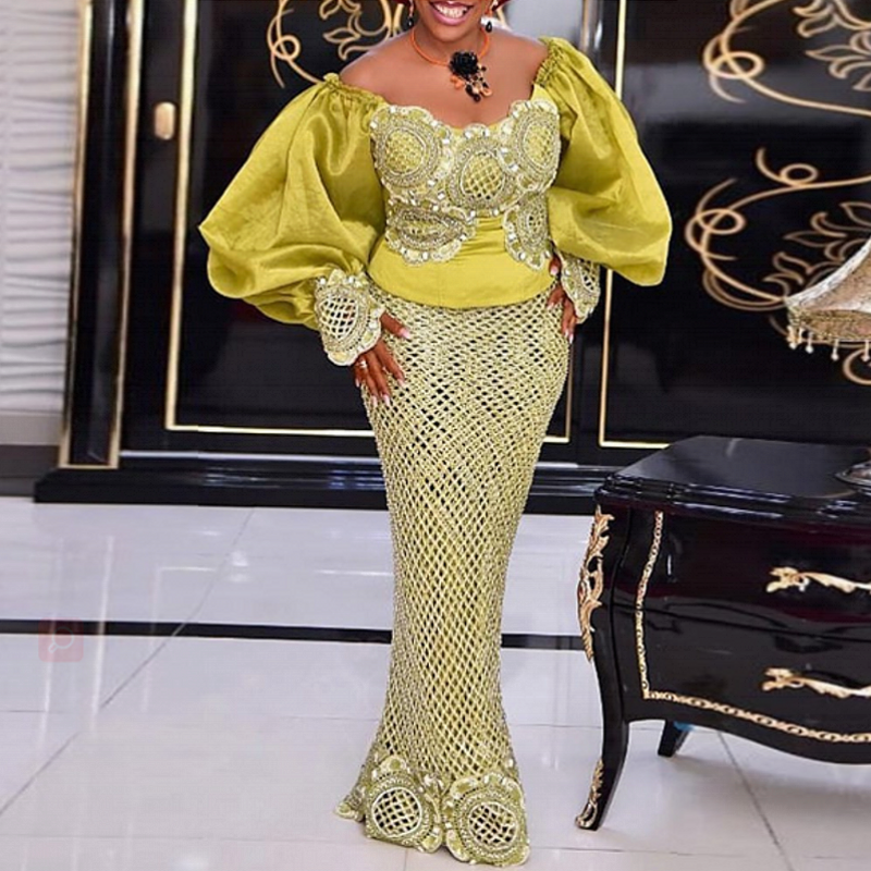 2 Piece Sets African Dresses For Women Bodycon Mermaid Sexy Maxi Dress Elegant Wedding Gowns Ankara Long Dress 2022 New Robes