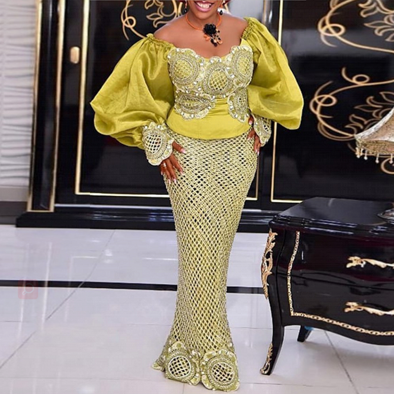 2 Piece Sets African Dresses For Women Bodycon Mermaid Sexy Maxi Dress Elegant Wedding Gowns Ankara Long Dress 2022 New Robes