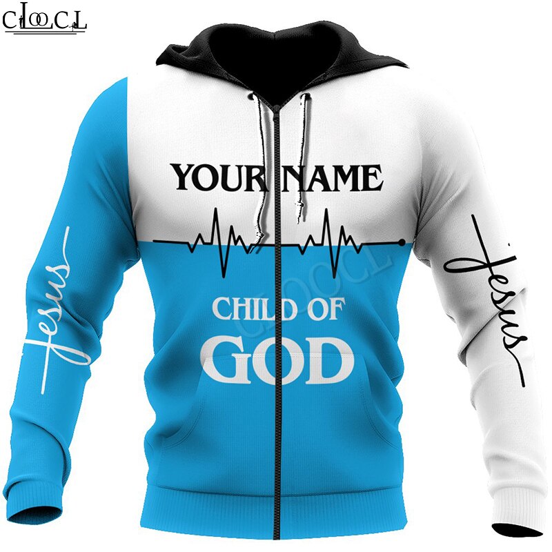 CLOOCL Christian Jesus Catholic DIY Customize Name Zipper Hoodie Men Women 3D Print Casual Long Sleeve Coat Drop Shipping