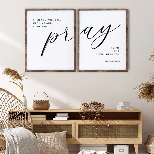 Bible Verse Jeremiah Pray To Me Poster and Print Canvas Painting Scripture Quotes Nordic Church Wall Pictures Home Decor