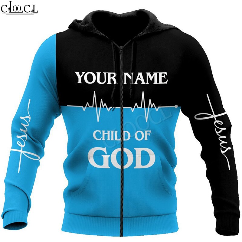 CLOOCL Christian Jesus Catholic DIY Customize Name Zipper Hoodie Men Women 3D Print Casual Long Sleeve Coat Drop Shipping