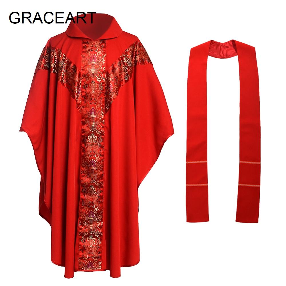 Priest Costume Pope Catholic Men Church Clergy Fathers Chasuble Catholic Vestments Cope Robe