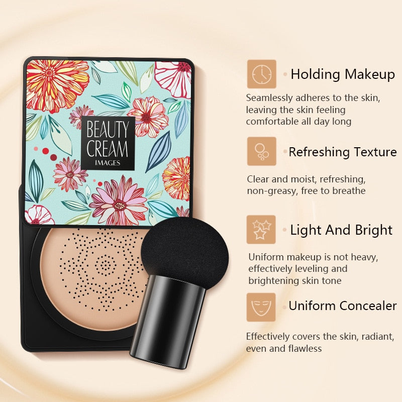 BB Air Cushion Foundation Mushroom Head CC Cream Concealer Whitening Makeup Cosmetic Waterproof Brighten Face Base Tone