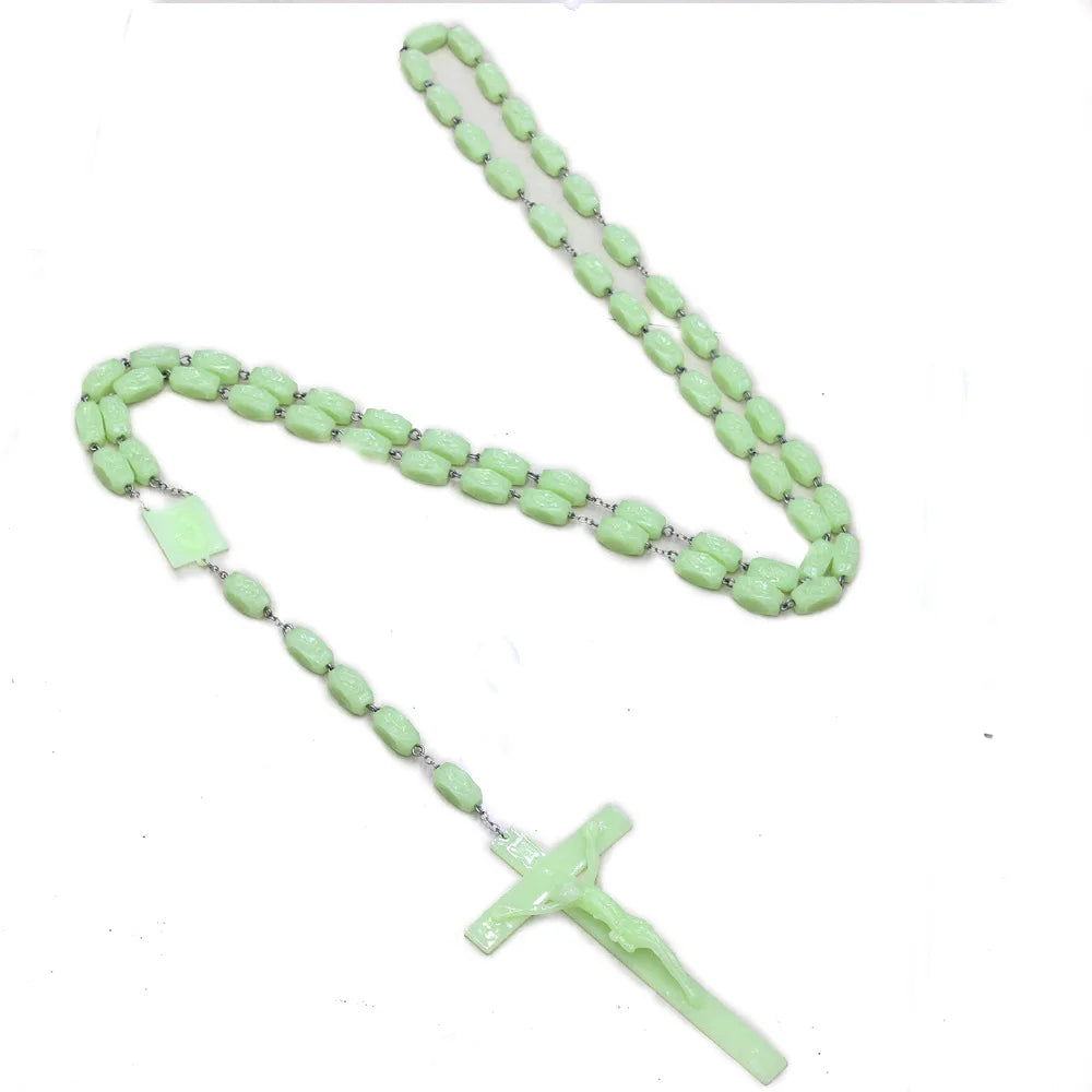 Large Luminous Beads Icon Square Beads Rosary Religious Cross Christian Church Home Decoration Prayer Beads