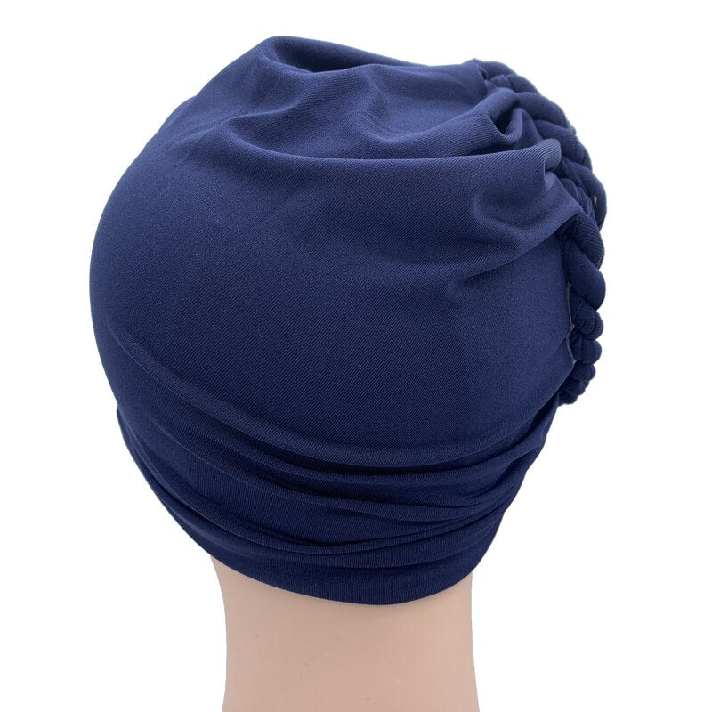 Diamonds Braids Turban Hat for Women Muslim Headscarf Bonnet Female Inner Hijabs Arab Head Wraps African Headtie Caps