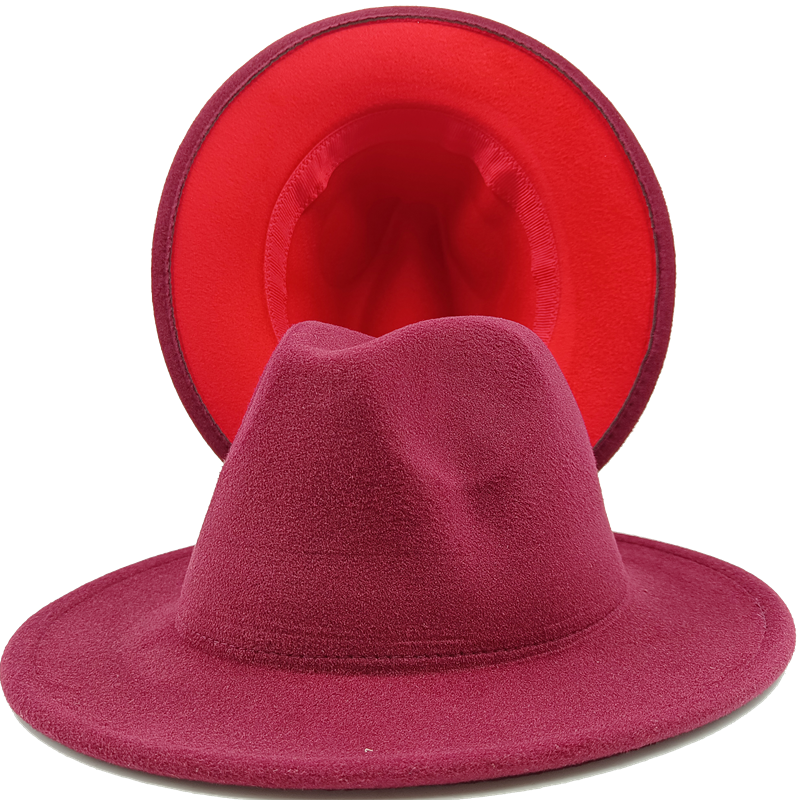 Yellow red bottom fedoras wide brim hat Panama felt hat for male jazz hat church top cap women hats  for men шляпа женская