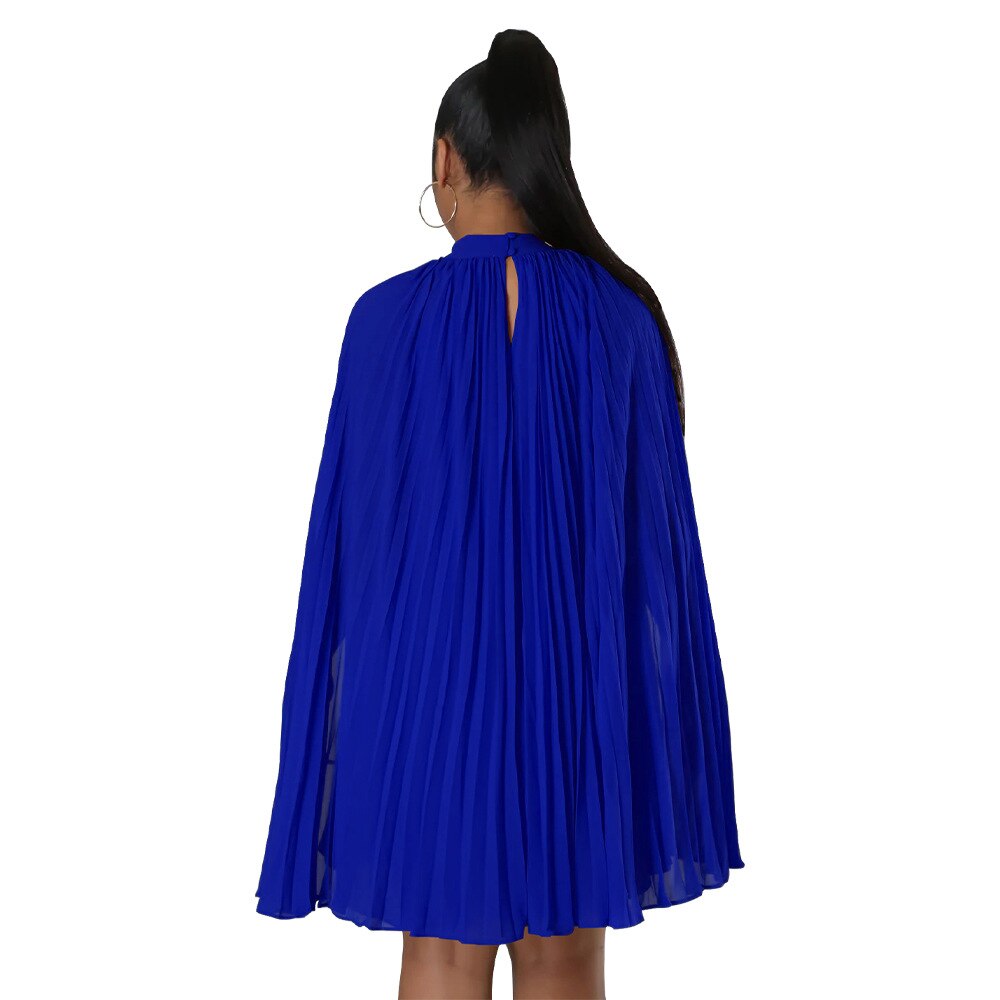 Fashion Casual Women Summer Mini Dress Female Pullover Pleated Robe Girl's Party Cape Vestidos Lady's Chiffon Dresses