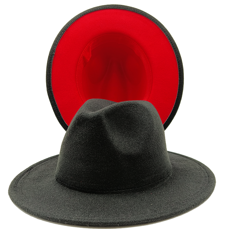 Yellow red bottom fedoras wide brim hat Panama felt hat for male jazz hat church top cap women hats  for men шляпа женская