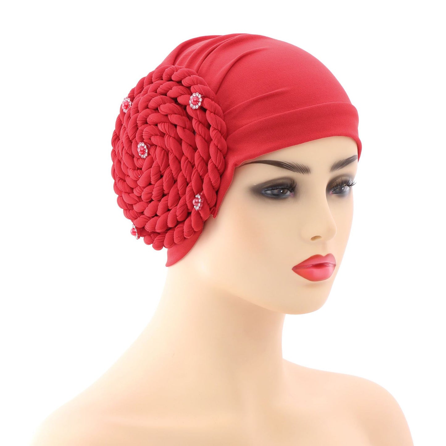 Diamonds Braids Turban Hat for Women Muslim Headscarf Bonnet Female Inner Hijabs Arab Head Wraps African Headtie Caps