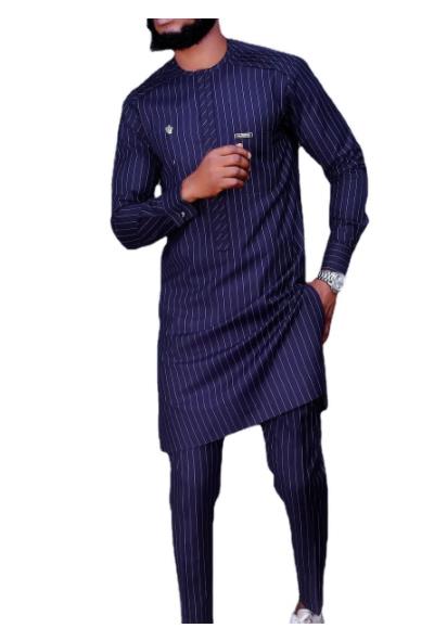 Fashion Style Spring Autumn African Men Long Sleeve Dashiki Polyester T-shirt and Suit African Men Top and Pant