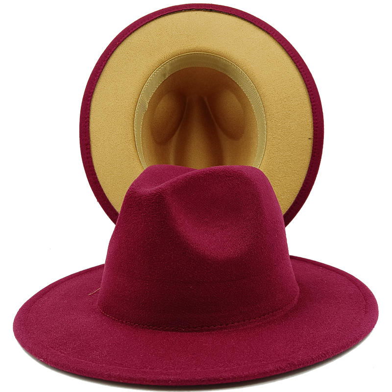 Yellow red bottom fedoras wide brim hat Panama felt hat for male jazz hat church top cap women hats  for men шляпа женская