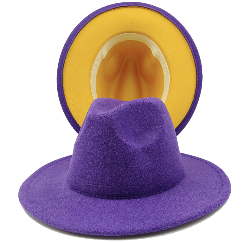 Yellow red bottom fedoras wide brim hat Panama felt hat for male jazz hat church top cap women hats  for men шляпа женская