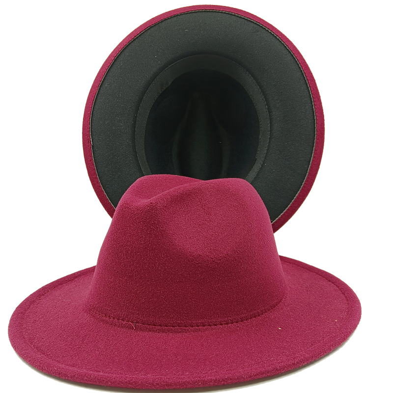 Yellow red bottom fedoras wide brim hat Panama felt hat for male jazz hat church top cap women hats  for men шляпа женская