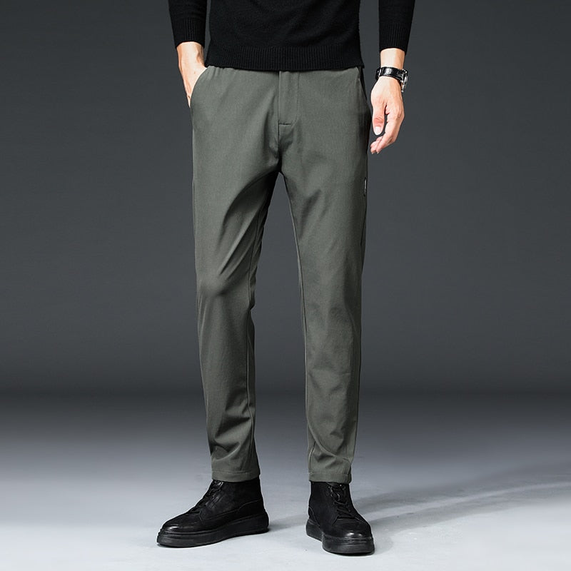 Mingyu Brand Summer Men's Casual Pants Men Trousers Male Pant Slim Fit Work Elastic Waist Black Green Grey Light Trousers 28-38