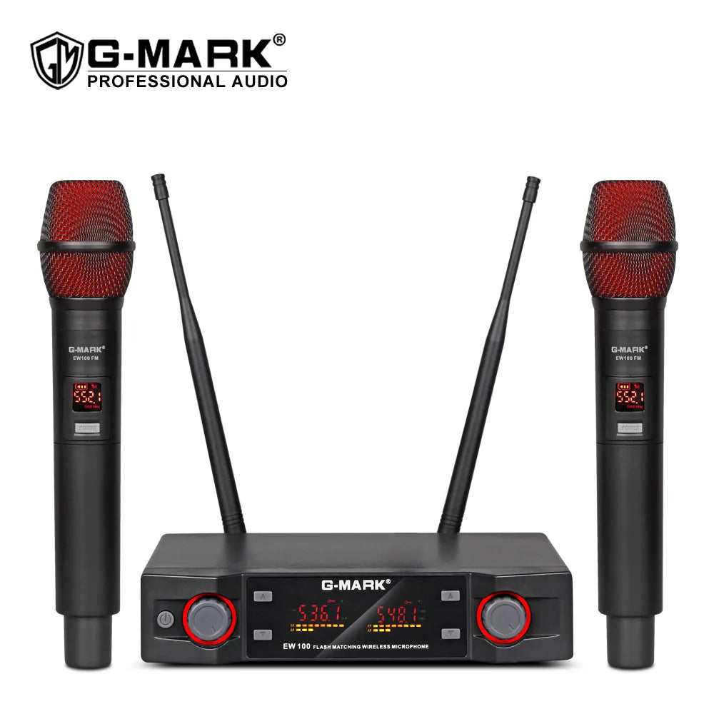 Wireless Microphone G-MARK EW100 Professional UHF Karaoke Mic Frequency Adjustable 80M For Party Band DJ Church Show