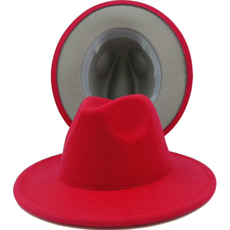 Yellow red bottom fedoras wide brim hat Panama felt hat for male jazz hat church top cap women hats  for men шляпа женская