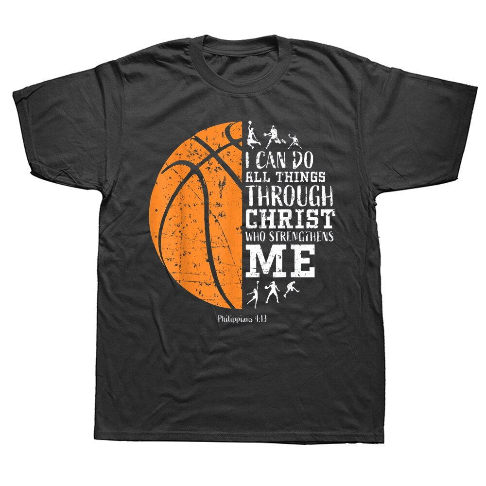 Christian Basketball Religious Gifts T Shirts Graphic Cotton Streetwear Short Sleeve Birthday Summer Style T-shirt Mens Clothing