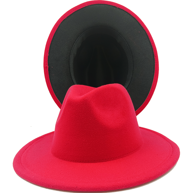 Yellow red bottom fedoras wide brim hat Panama felt hat for male jazz hat church top cap women hats  for men шляпа женская