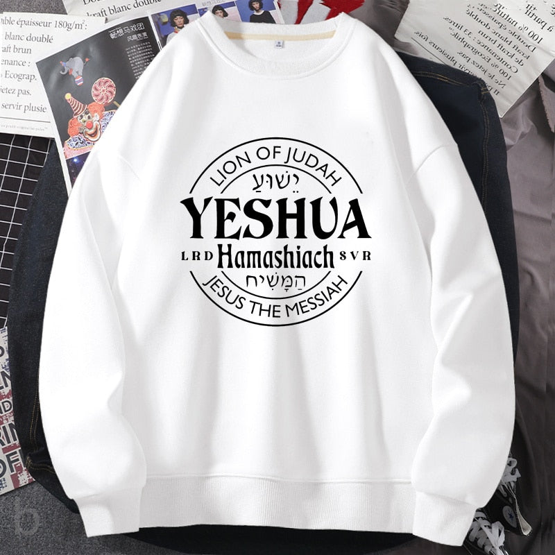 Yeshua Hamashiach Jesus is Messiah graphic sweatshirt Christian hoodie women men long sleeve autumn pullover woman clothing tops