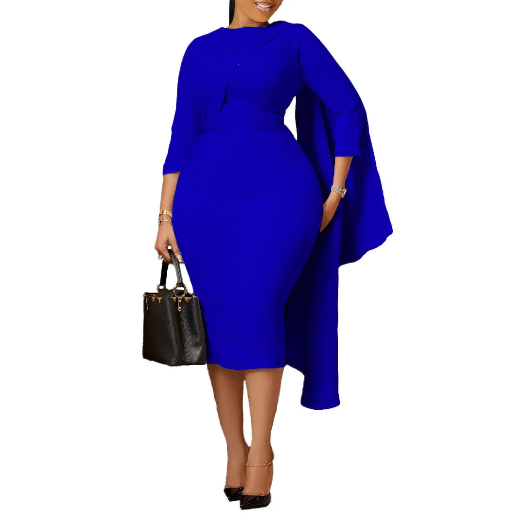 2023 African Dresses for Women Fashion Africa High Waist Bandage 3/4 Sleeve Robe Femme Spring Bodycon Midi Dress African Clothes