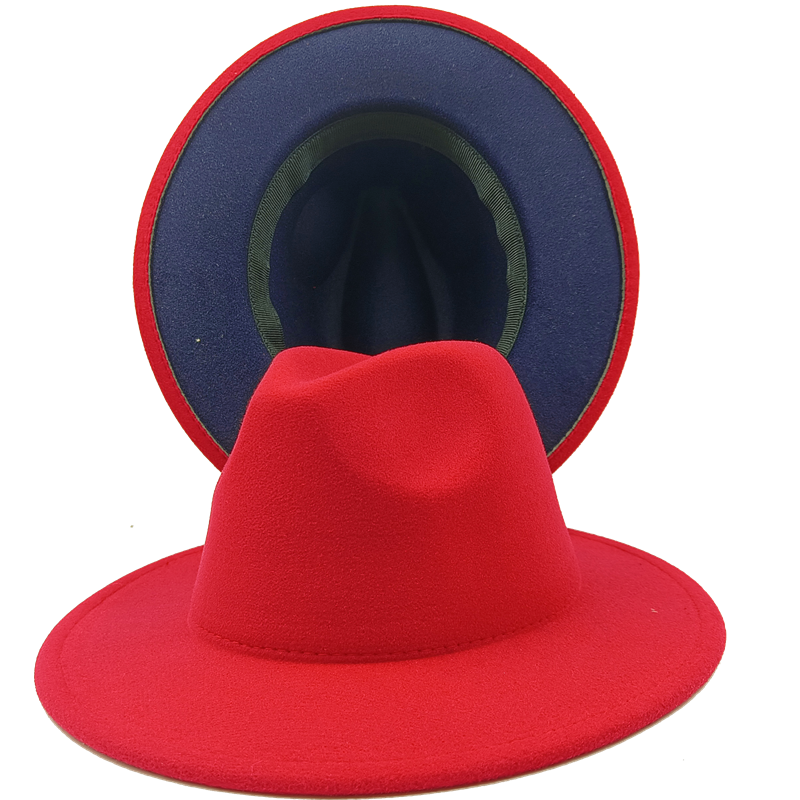 Yellow red bottom fedoras wide brim hat Panama felt hat for male jazz hat church top cap women hats  for men шляпа женская