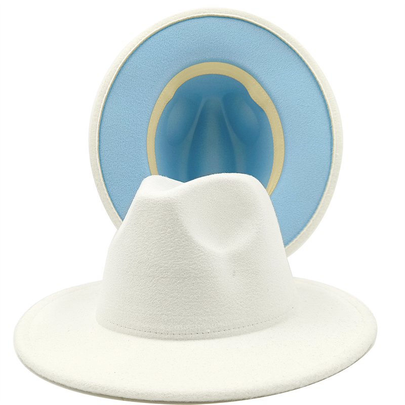 Yellow red bottom fedoras wide brim hat Panama felt hat for male jazz hat church top cap women hats  for men шляпа женская