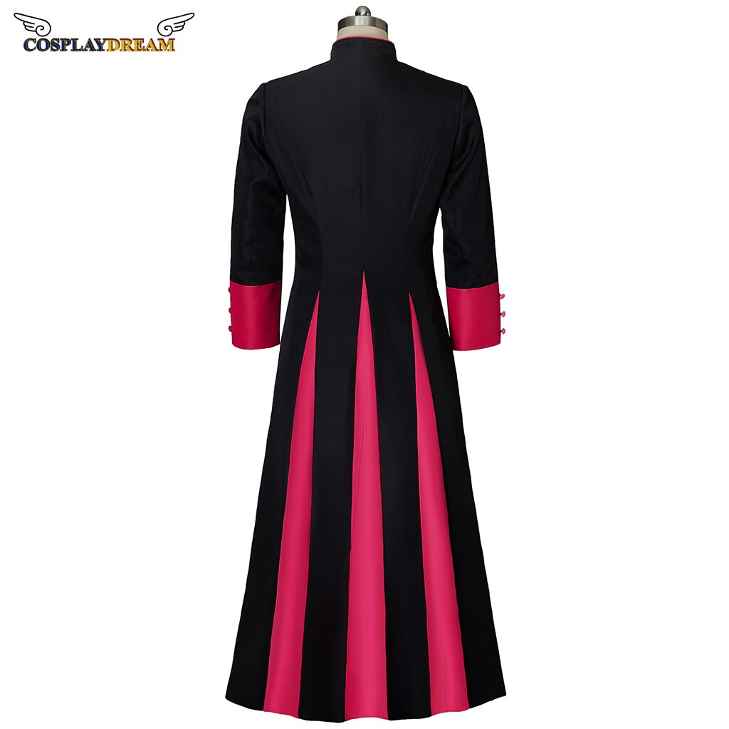 Medieval Men's Robe Jacket black and Red Single Breasted Roman Pastor Robe Cassock Clergy Vestment  guy's windbreaker