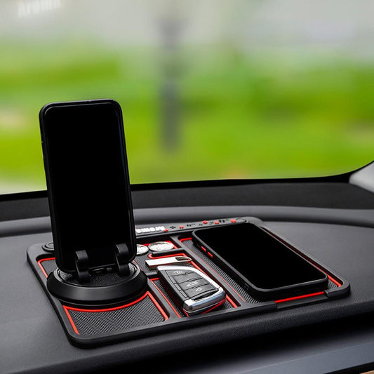 4 In 1 Car Anti-Slip Mat Silicone Dashboard Sticky Phone Holder Mat Auto Non-Slip Phone Pad w Phone Holder Function CarInterior