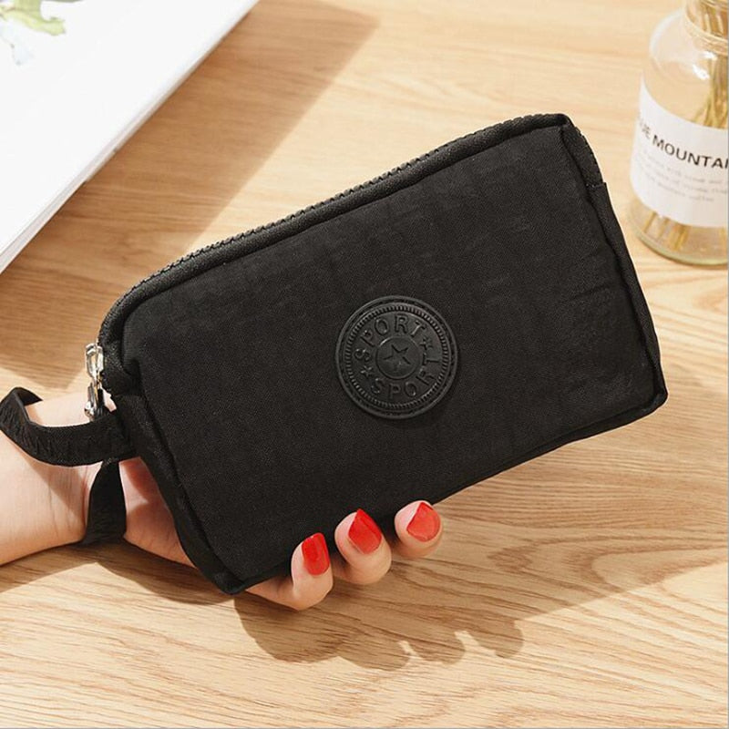 Geestock Women Wallets 3 Layer Wallet for Women Purse Clutch Phone Coin Pouch Canvas Cards ID Keys Money Bags Makeup Pocket