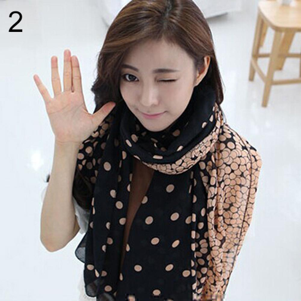 Fashion Women's Long Candy Gradual Color Round Dots Scarf Shawl Wraps Stole Soft Scarves