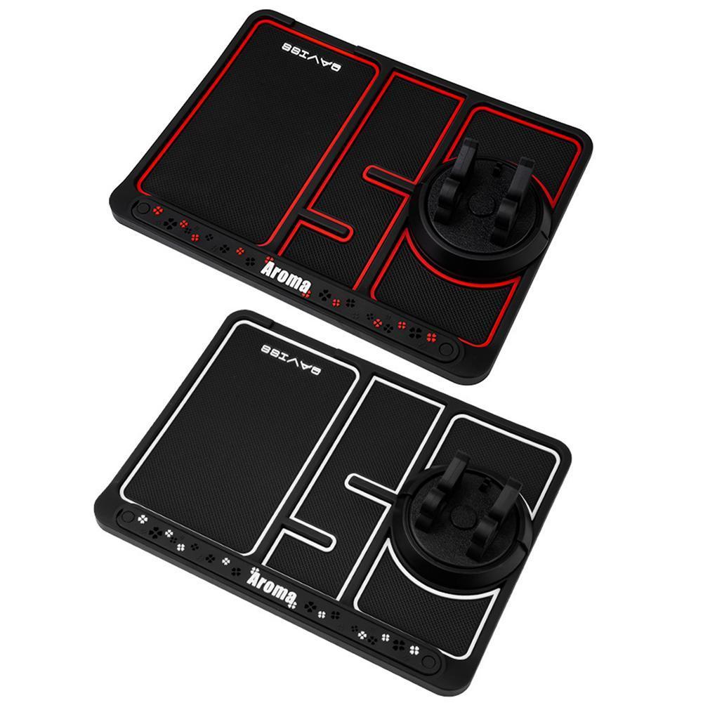 4 In 1 Car Anti-Slip Mat Silicone Dashboard Sticky Phone Holder Mat Auto Non-Slip Phone Pad w Phone Holder Function CarInterior