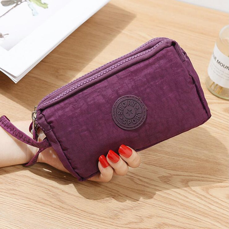 Geestock Women Wallets 3 Layer Wallet for Women Purse Clutch Phone Coin Pouch Canvas Cards ID Keys Money Bags Makeup Pocket