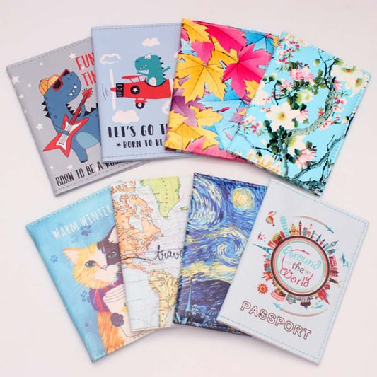 Fashion Cute Cat &Duck Animals Cartoon Passport Cover Men Women PU Leather Travel Passport Holder Case Card ID Holders 14.5*10cm