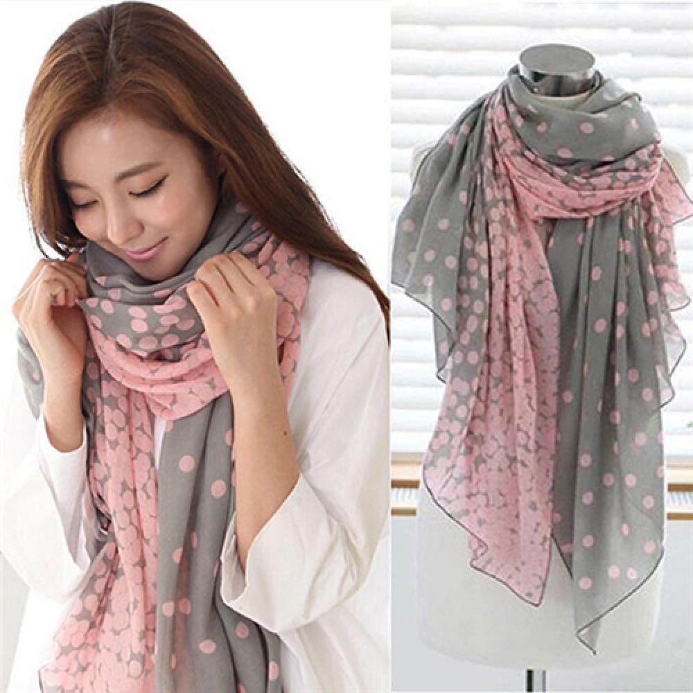 Fashion Women's Long Candy Gradual Color Round Dots Scarf Shawl Wraps Stole Soft Scarves