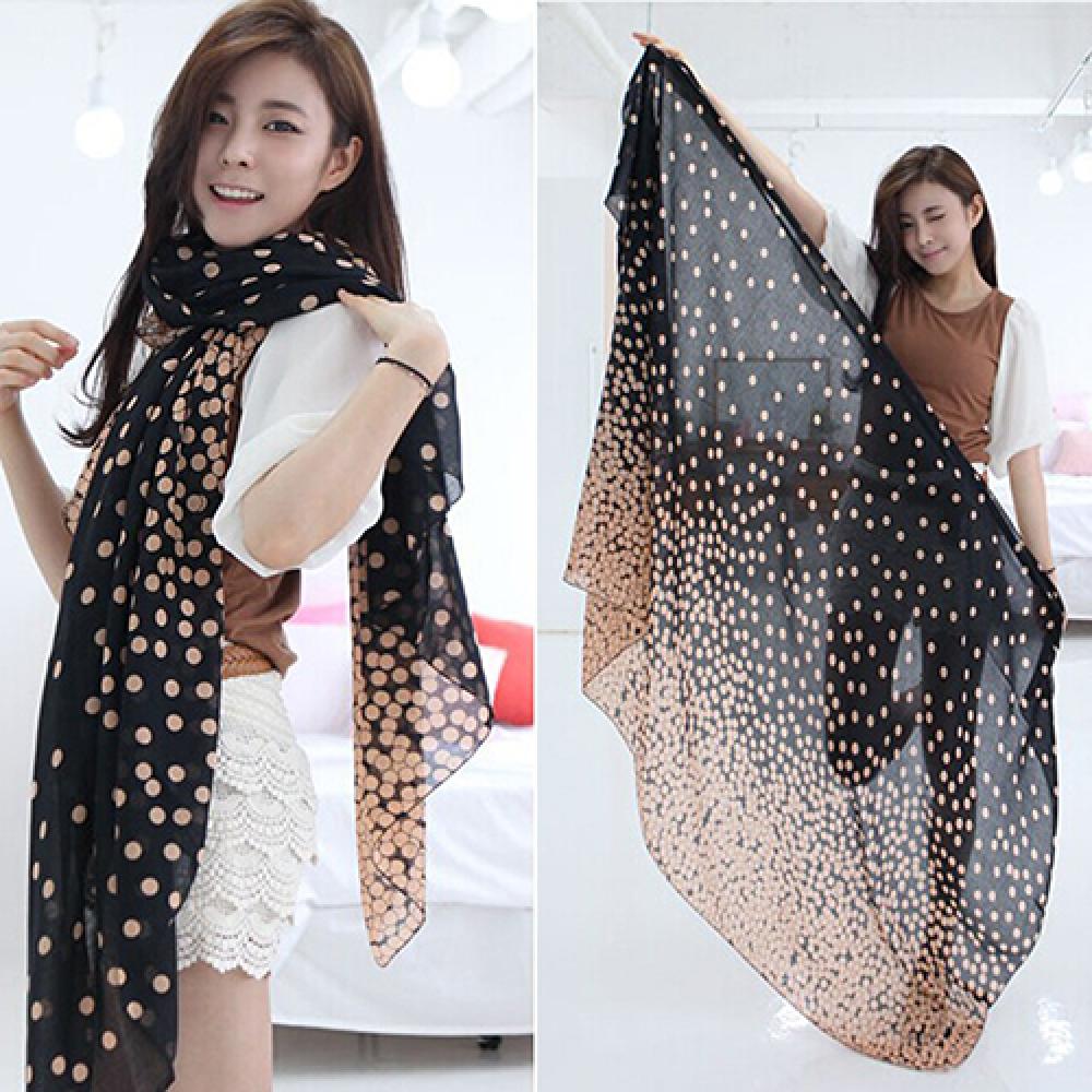 Fashion Women's Long Candy Gradual Color Round Dots Scarf Shawl Wraps Stole Soft Scarves