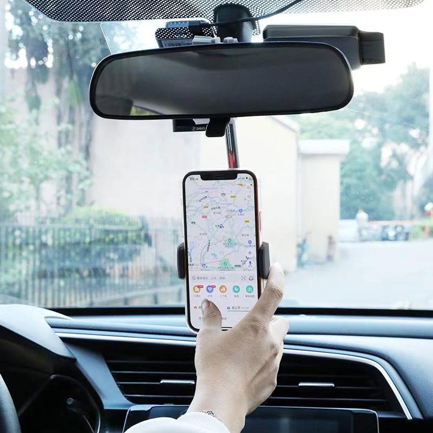 360 Degrees Car Rearview Mirror Mount Phone Holder For iPhone GPS Seat Smartphone Car Phone Holder Stand For Samsung For Huawei