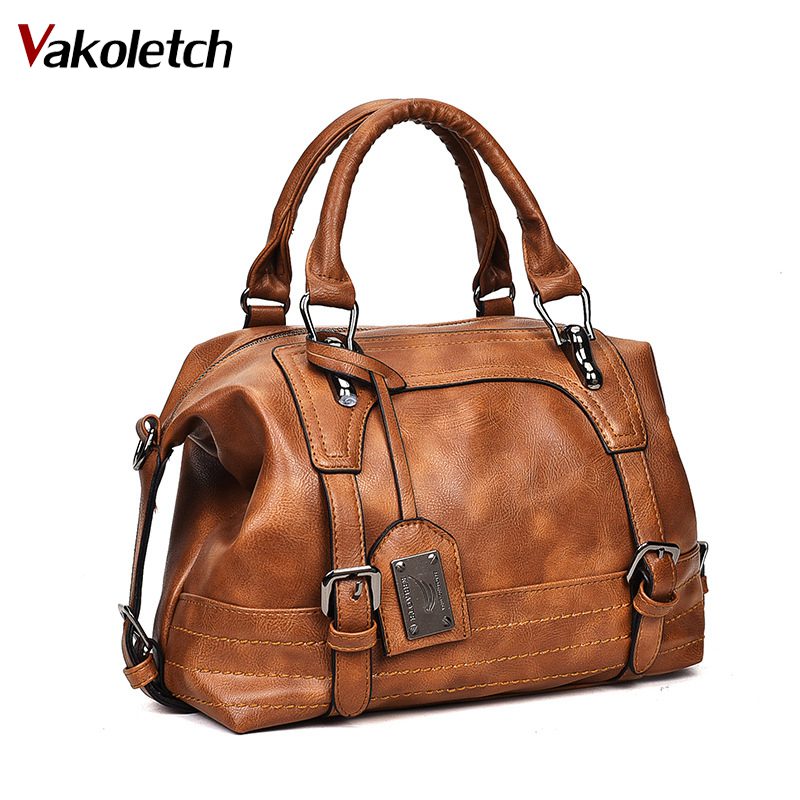 Women Bag 2022 Vintage Shoulder Bag Women Handbags Soft Leather Crossbody Bags For Women Ladies Boston Bolsa Feminina KL279