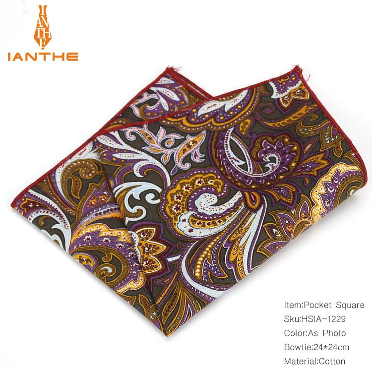 2018 Brand New Men's Fashion Cotton Pocket Squares For Men Paisley Square Handkerchief Wedding Classic Suit Pocket Hankies Towel