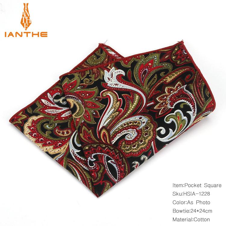 2018 Brand New Men's Fashion Cotton Pocket Squares For Men Paisley Square Handkerchief Wedding Classic Suit Pocket Hankies Towel