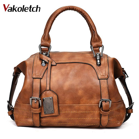 Women Bag 2022 Vintage Shoulder Bag Women Handbags Soft Leather Crossbody Bags For Women Ladies Boston Bolsa Feminina KL279