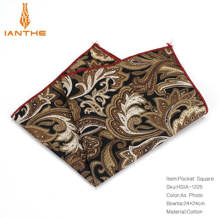 2018 Brand New Men's Fashion Cotton Pocket Squares For Men Paisley Square Handkerchief Wedding Classic Suit Pocket Hankies Towel