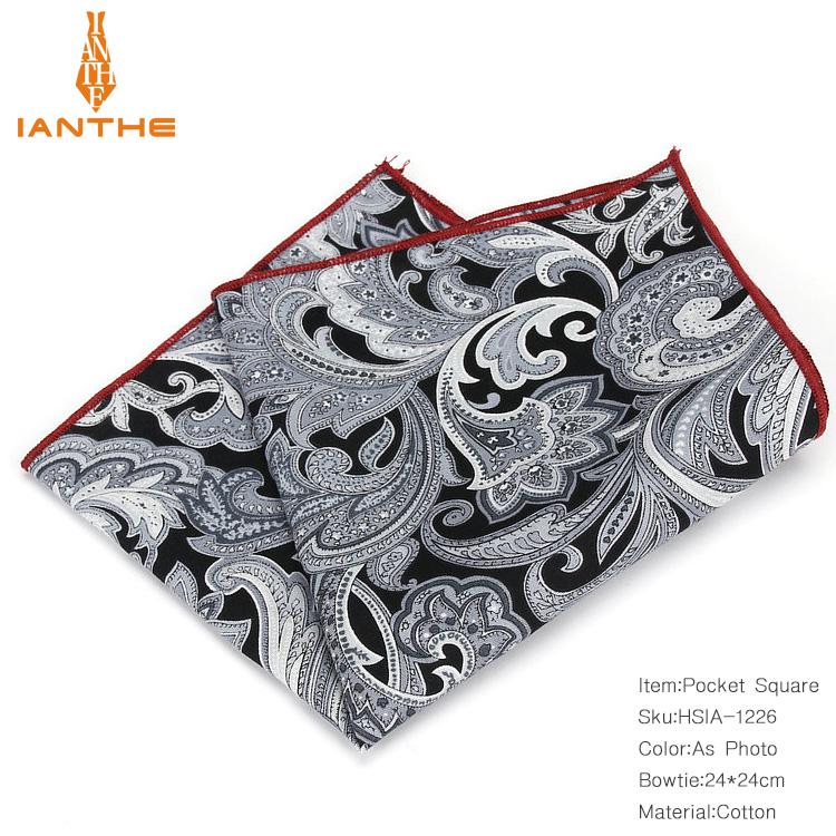 2018 Brand New Men's Fashion Cotton Pocket Squares For Men Paisley Square Handkerchief Wedding Classic Suit Pocket Hankies Towel