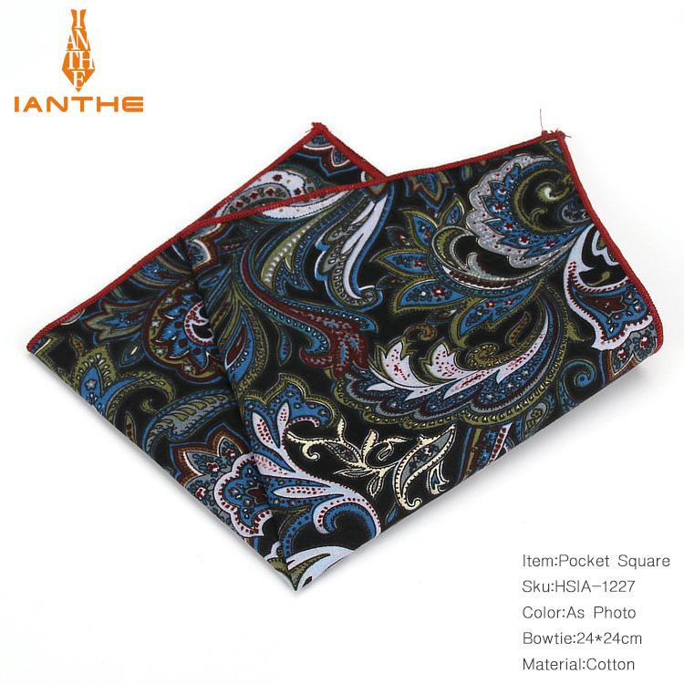 2018 Brand New Men's Fashion Cotton Pocket Squares For Men Paisley Square Handkerchief Wedding Classic Suit Pocket Hankies Towel