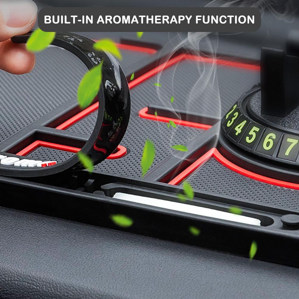 4 In 1 Car Anti-Slip Mat Silicone Dashboard Sticky Phone Holder Mat Auto Non-Slip Phone Pad w Phone Holder Function CarInterior