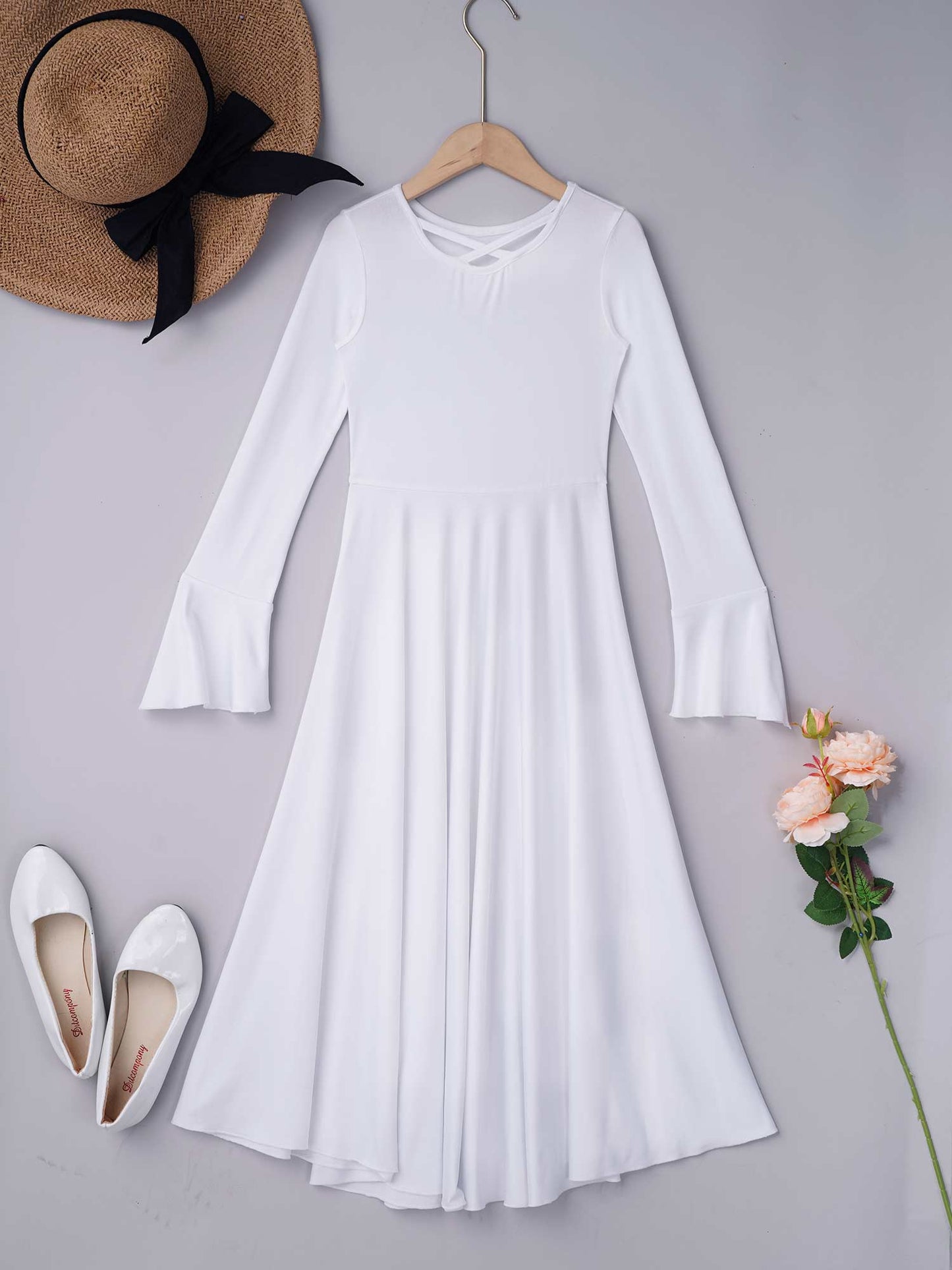 Girls Praise Dance Dress Teen Children's Loose Long Sleeve Lyrical Costumes Worship Lyrical Church Christian Worship Dance Dress