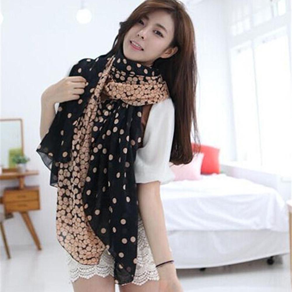 Fashion Women's Long Candy Gradual Color Round Dots Scarf Shawl Wraps Stole Soft Scarves