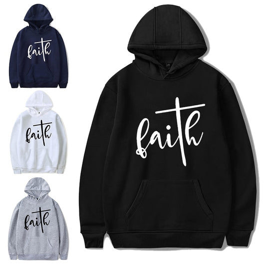 2021 Newest Faith Religious Hoodies Christian Clothing Men's Spring and Autumn Cotton Hooded Top (4 Colors) S- 4XL